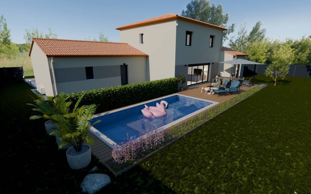 Isle, villa contemporaine avec piscine et jardin